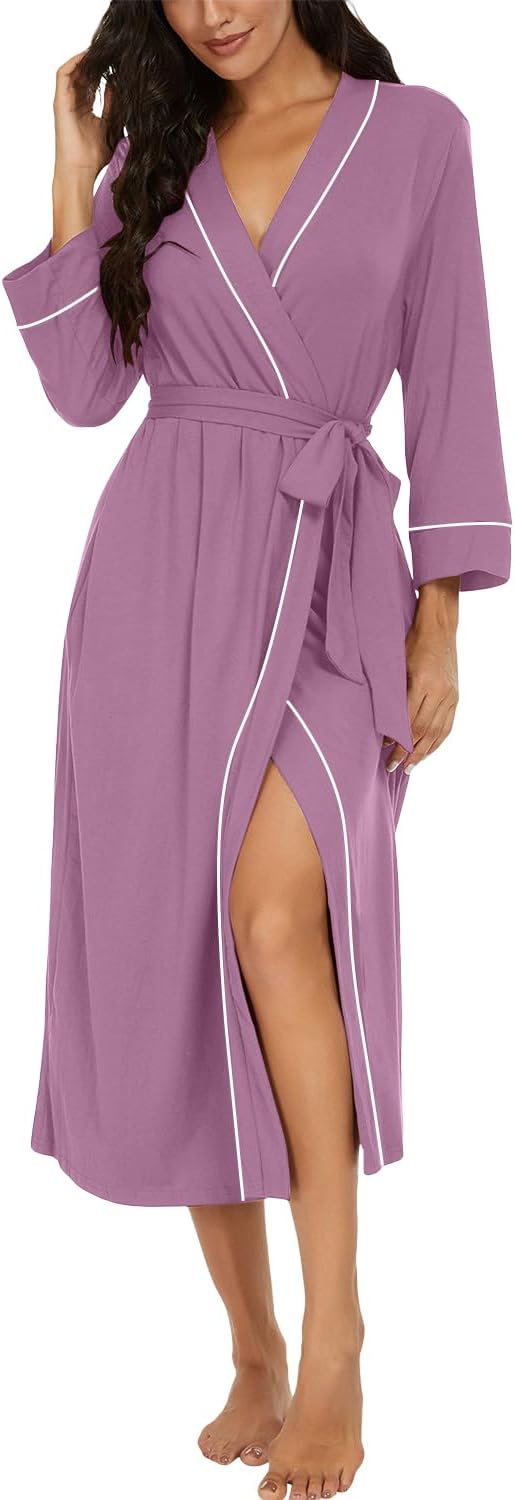 PrinStory Robes for Women 3/4 Sleeve Long Bath Robe XS-4XL