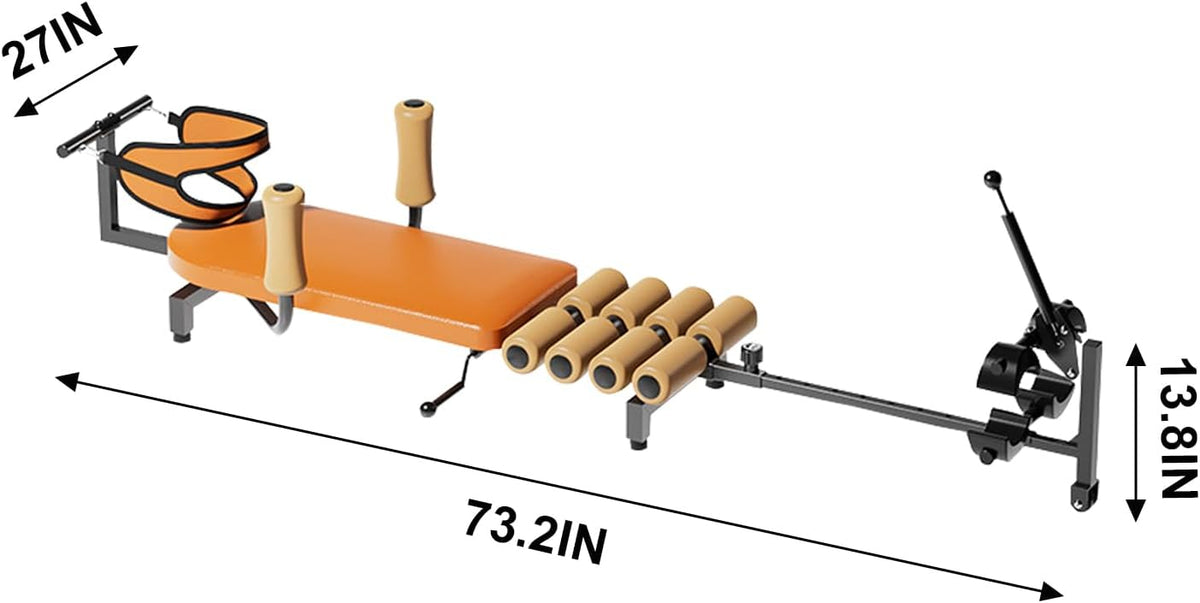 Massage Traction Bed Table, Cervical Lumbar Spine Back Stretcher Traction Bed for Tension Relief, Back Decompression- Up to 287 lbs Weight Capacity, Adjustable Length from 55 to 73 inches (Brown)
