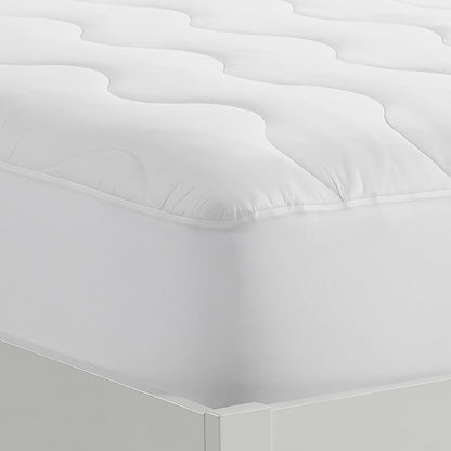 Serta Air Dry Extra Comfort Plus 100% Cotton Fabric Quilted Mattress Pad, Cooling and Breathable Mattress Cover, Moisture Wicking Protection with 18" Deep Pocket, Queen, White