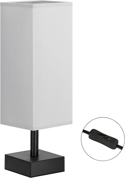 aooshine Small Table Lamp for Bedroom - Bedside Lamps for Nightstand, Minimalist Night Stand Light Lamp with Square Fabric Shade, Desk Reading Lamp for Kids Room Living Room Office Dorm