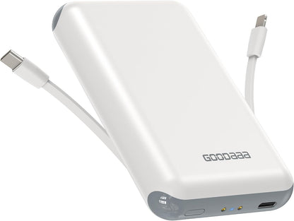 GOODaaa Portable Charger, 10000mAh Slim Power Bank Built in Cables