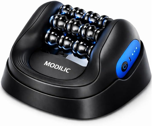 Electric Rolling Massager with Dock – Hands-Free Desk or Handheld Muscle Roller for Legs, Calves, Neck & Back, Deep Tissue Relief, Rechargeable 3 Speeds