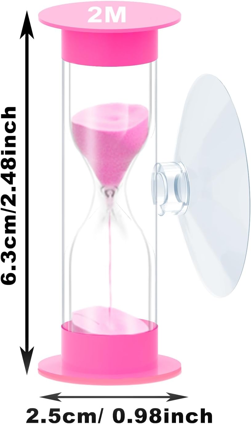 Hourglass Sand Timer 5 Minute with Suction Cup - Set of 2 Small, Unbreakable Sand Watch 5 Min Sucker, Small Blue Sand Clock 5 Minute, Plastic Hour Glass Sandglass Timer for Kids, Games, Classroom