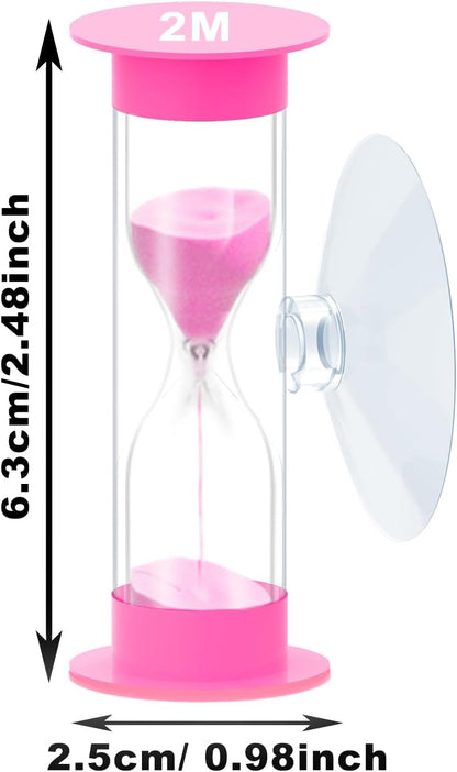 Hourglass Sand Timer 5 Minute with Suction Cup - Set of 2 Small, Unbreakable Sand Watch 5 Min Sucker, Small Blue Sand Clock 5 Minute, Plastic Hour Glass Sandglass Timer for Kids, Games, Classroom