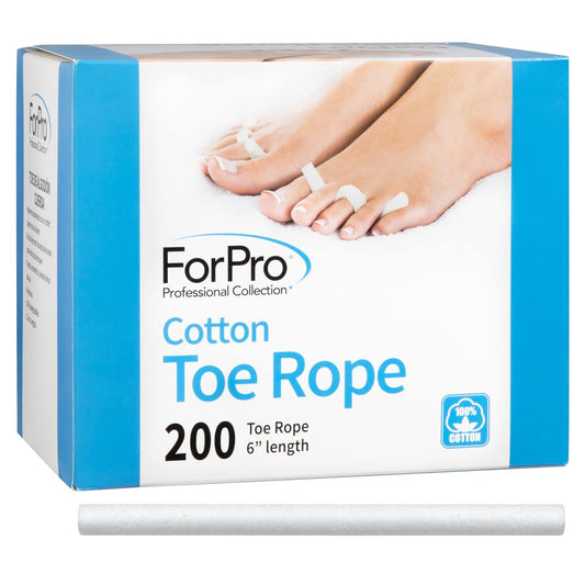 ForPro Professional Collection Cotton Toe Rope, Pedicure Toe Separator, Lint-Free, Biodegradable Cotton, 6” L, 200-Count