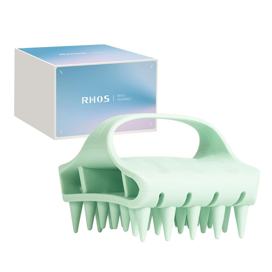 RHOS Shampoo Brush, Soft Silicone Scalp Scrubber | Scalp Massager for Wet & Dry Hair, Curved Vented Hair Scrubber for Dandruff Removal (Pink)