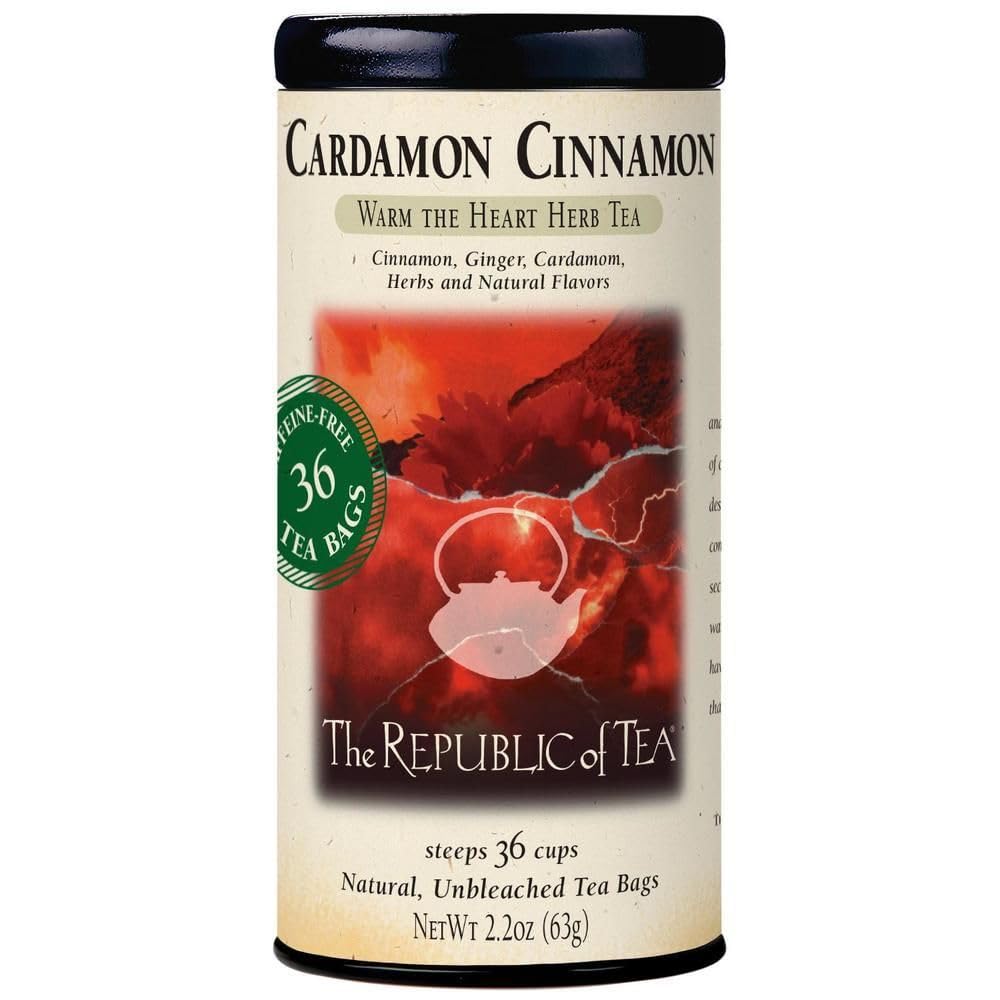 The Republic of Tea Cardamom Cinnamon Herbal Tea, Caffeine Free, 36 Count