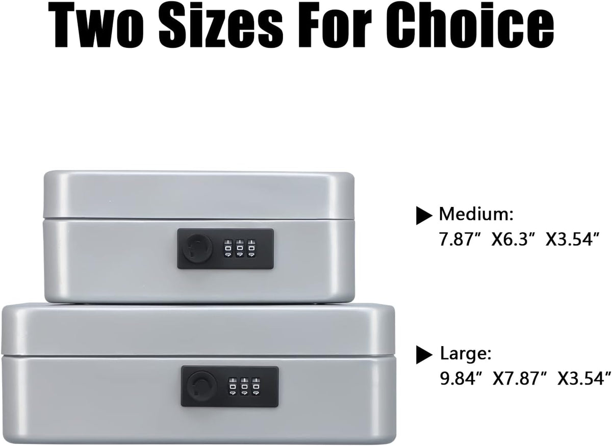 KYODOLED Small Cash Box with Combination Lock & Removable Money Tray, Black