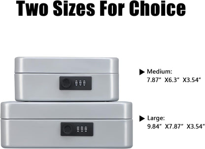 KYODOLED Small Cash Box with Combination Lock & Removable Money Tray, Black