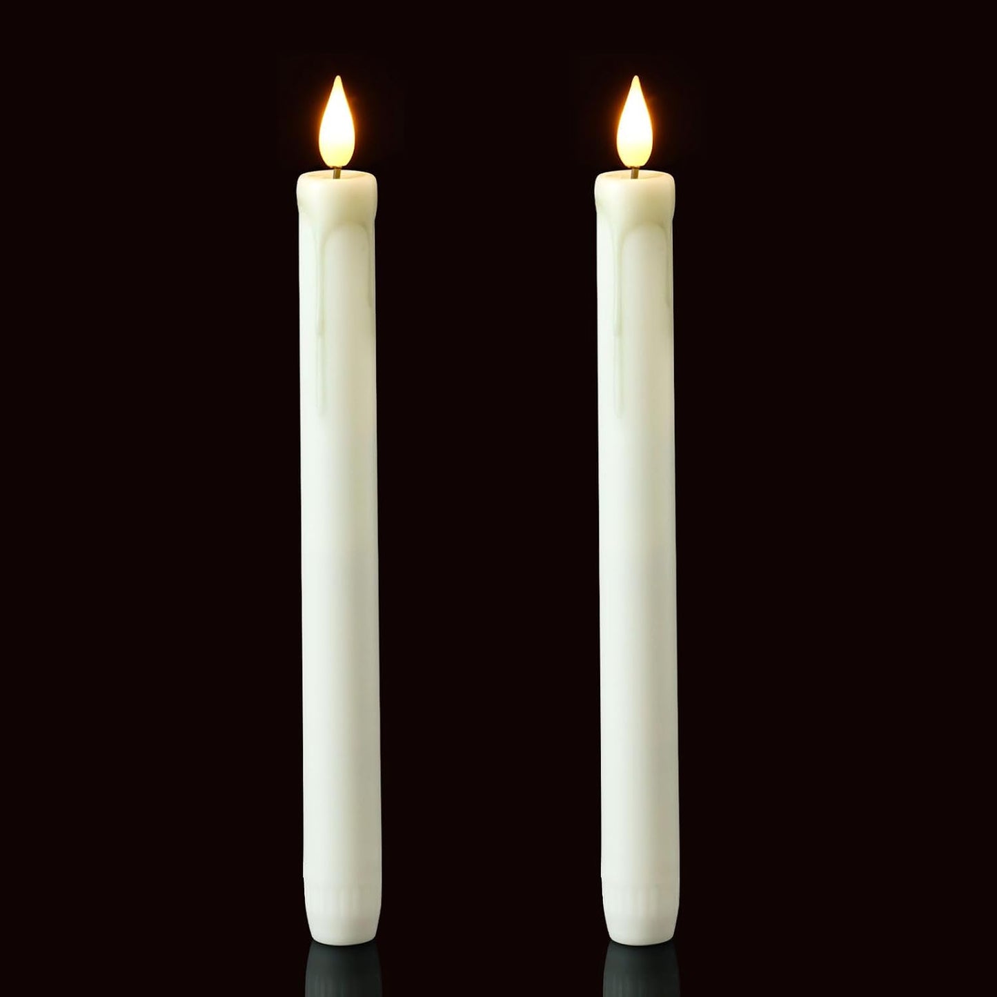 Homemory 6 Pack Flameless Taper Candles, No Remote, Realistic Flickering Battery Operated Candlesticks, Ivory LED Plastic Candle Safe for Weddings, Table Decor, Christmas, and Halloween