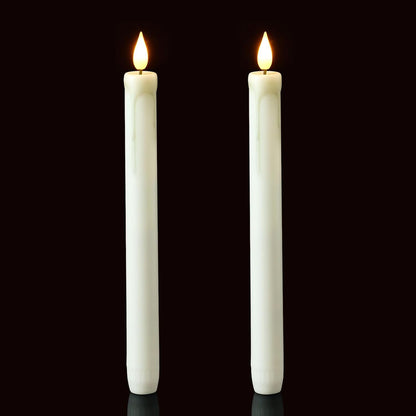 Homemory 6 Pack Flameless Taper Candles, No Remote, Realistic Flickering Battery Operated Candlesticks, Ivory LED Plastic Candle Safe for Weddings, Table Decor, Christmas, and Halloween