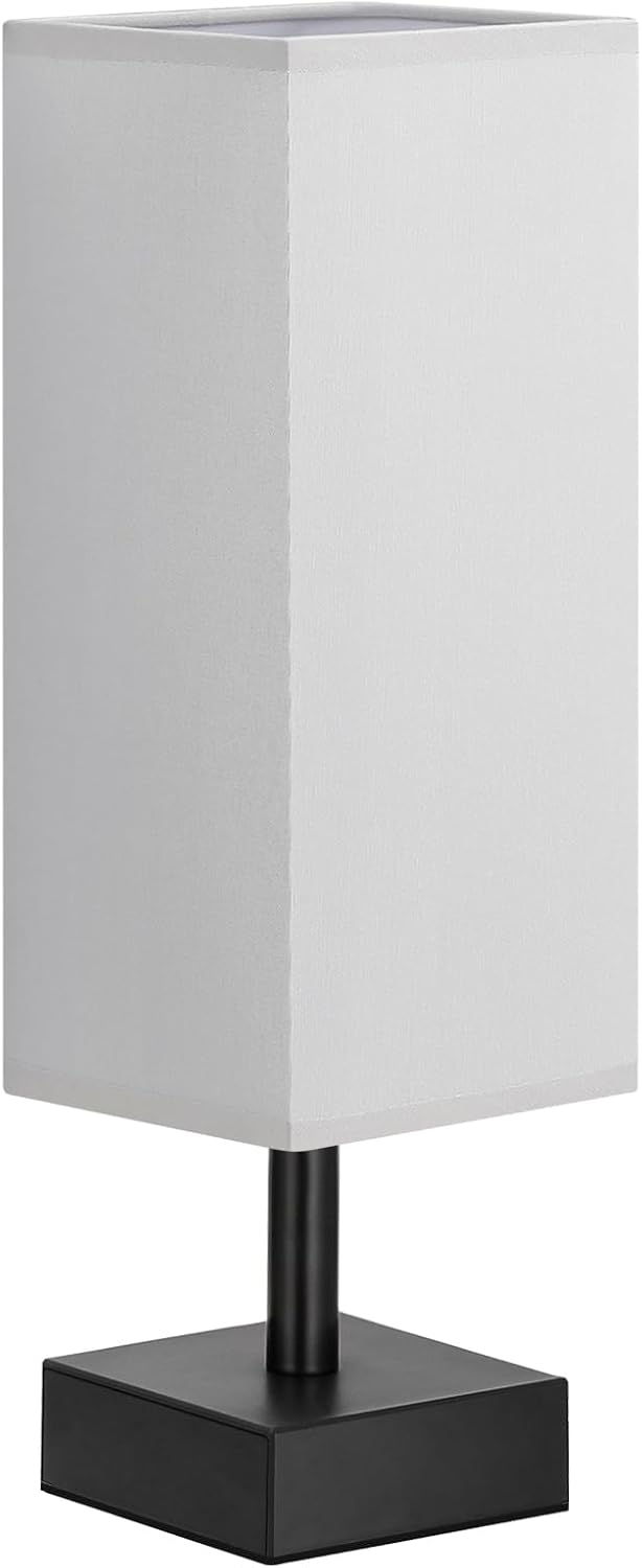 aooshine Small Table Lamp for Bedroom - Bedside Lamps for Nightstand, Minimalist Night Stand Light Lamp with Square Fabric Shade, Desk Reading Lamp for Kids Room Living Room Office Dorm