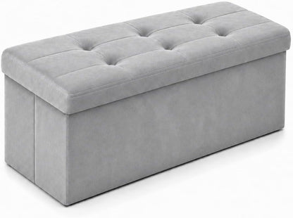 ALASDO Storage Ottoman Footrest Stool Small Ottoman with Storage Foldable Ottomans Foot Rest Footstool Bench for Living Room 17x13x13inches Grey