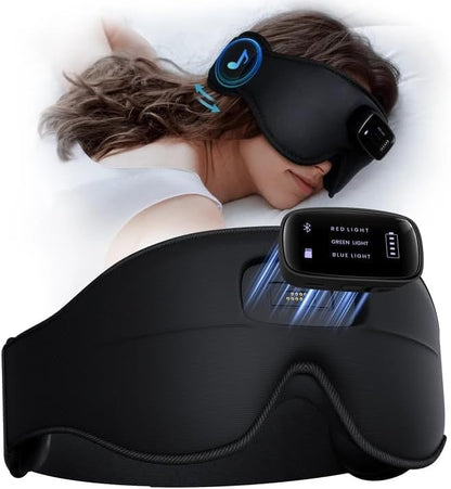 Sleep Mask with Headphones Bluetooth 5.4-3D Zero-Pressure Design AHUIARGY Adjustable Sleep Headphones 100% Light Blocking Sleep Headphones with White Noise Sounds Comfortable（Raven）