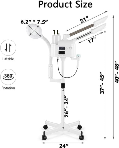 Artist hand Professional Facial Steamer with 5X LED Magnifying Lamp 3 in 1