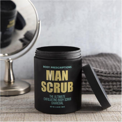 Body Prescriptions Men’s Exfoliating Body Scrub – Ultimate Skin Cleansing Wash in Jar with Twist-Top Lid, For All Skin Types, 21 Ounce (Pack of 1), Cedarwood