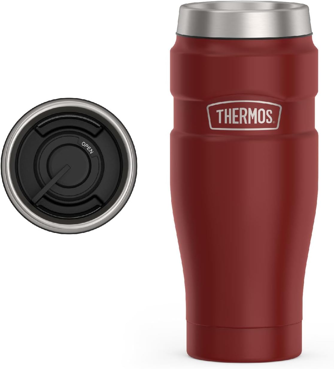 THERMOS Stainless King Vacuum-Insulated Travel Tumbler, 16 Ounce, Matte Steel