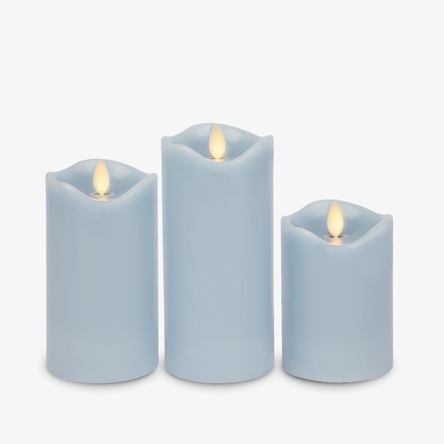 Matchless Candle Co. by Luminara Set of 3 Flameless LED Pillar Candles, Real Wax, Moving Flame (3x4.5, 3x5.5, 3x6.5 Inch, Unscented)