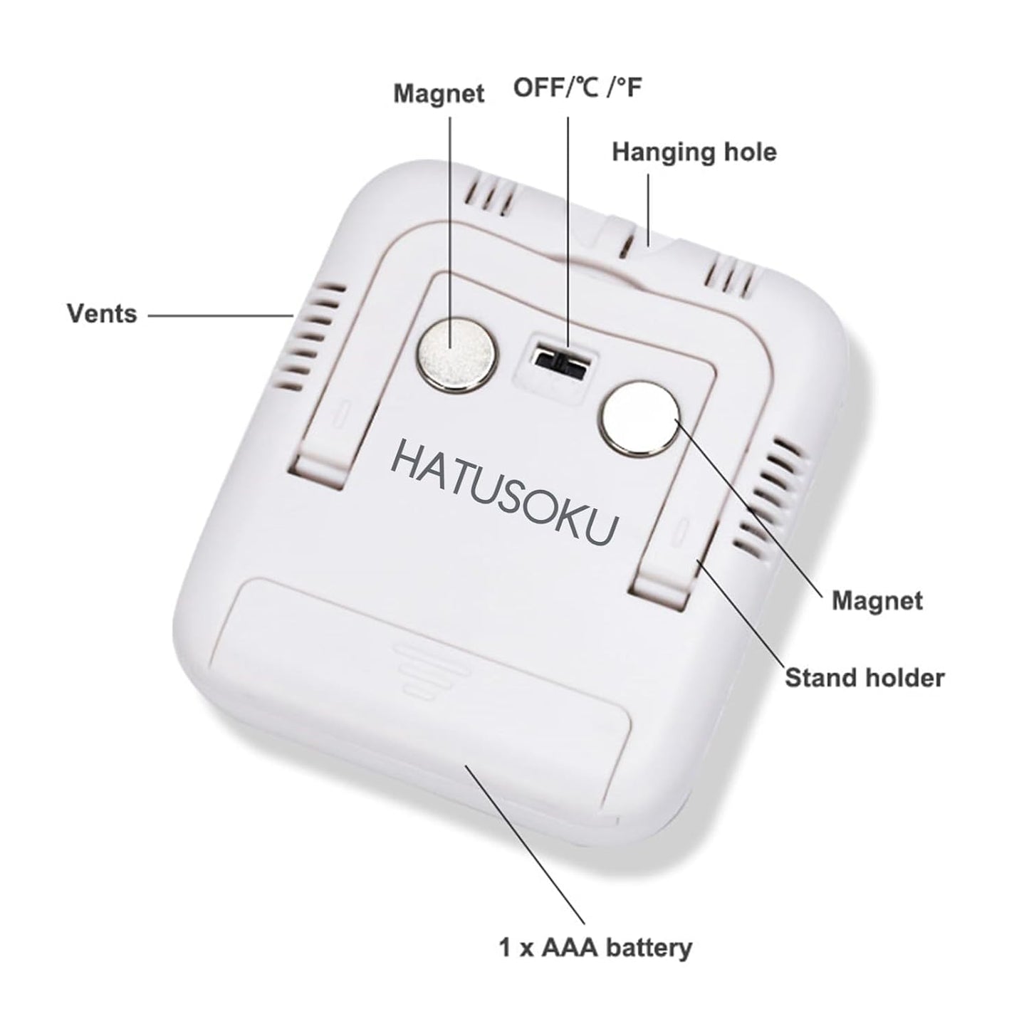 HATUSOKU Pack of 2 Digital Thermometer and Hygrometer with Comfort Face Display, Hygrometer, Stand, Magnet, Hanging, Simple, Infectious Disease Prevention, Heat Stroke Prevention