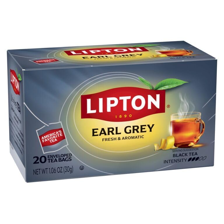 Lipton Earl Grey Black Tea Bags, Italian Citrus Bergamot Flavor, 20 Total Tea Bags