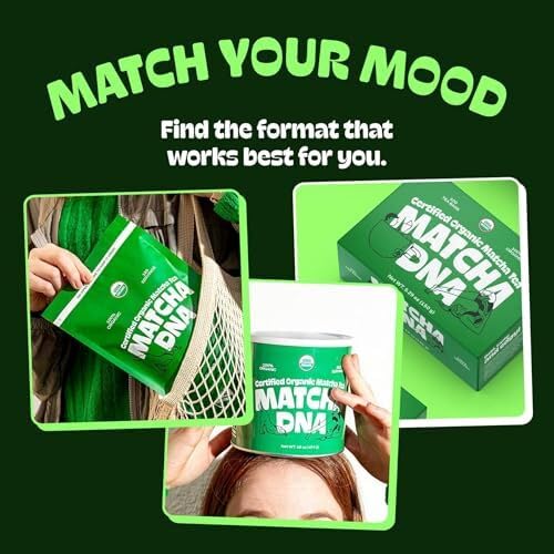Matcha DNA Certified Organic Matcha Tea Bags, 100 Count Box, Green Tea