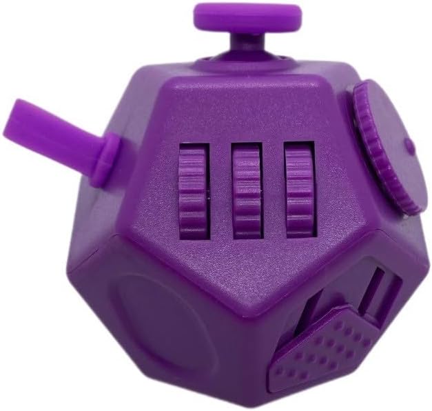 Small Fidget Toys Cube, Small Fidget Toy - 12 Sides Decompression Cube Anti Anxiety and Relief Stress Improve Focus Creative Unique Fidget Toy for Kids and Adults, with Carry Case(Black E1)