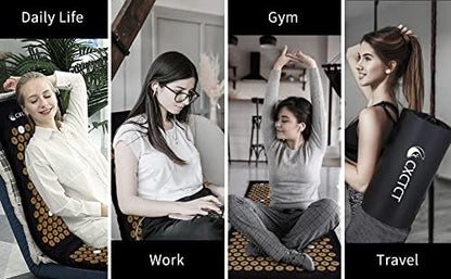 Extra Long Yoga Acupressure Mat Set,Massage Acupuncture Mat Large,Magnetic Mat Acupressure Body mat and Pillow for Neck Back Pain Relief(Grey)