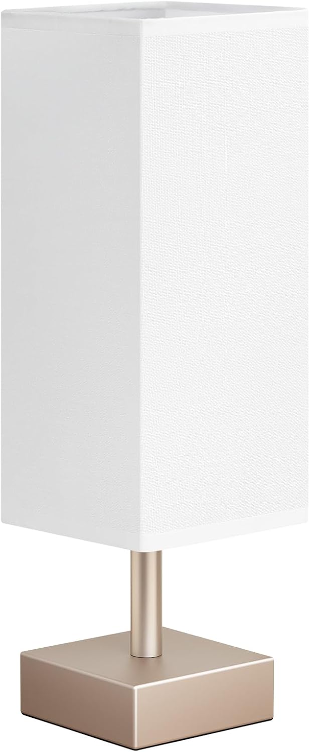 aooshine Small Table Lamp for Bedroom - Bedside Lamps for Nightstand, Minimalist Night Stand Light Lamp with Square Fabric Shade, Desk Reading Lamp for Kids Room Living Room Office Dorm