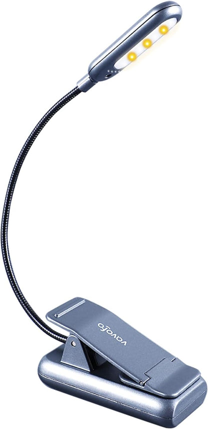 VAVOFO Clip On Book Light for Bed Kids, 7 LED Reading Light with 9-Level Warm Cool White Daylight, Eye Care Lamp with Power Indicator for Bookworms (Blue)