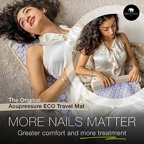 Bed of Nails ECO Set – Original Bon Acupressure Design with 10962 Precision Nails, Mat: 28.5 x 16.5 x 1", Pillow: 14.5 x 6 x 4"