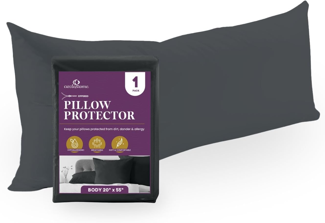 CirclesHome Pillow Protectors 4 Pack Standard Zippered - 100% Cotton Breathable Pillowcases - Protects Pillows from Dirt, Dust and Debri (Standard - Set of 4 - 20x26)