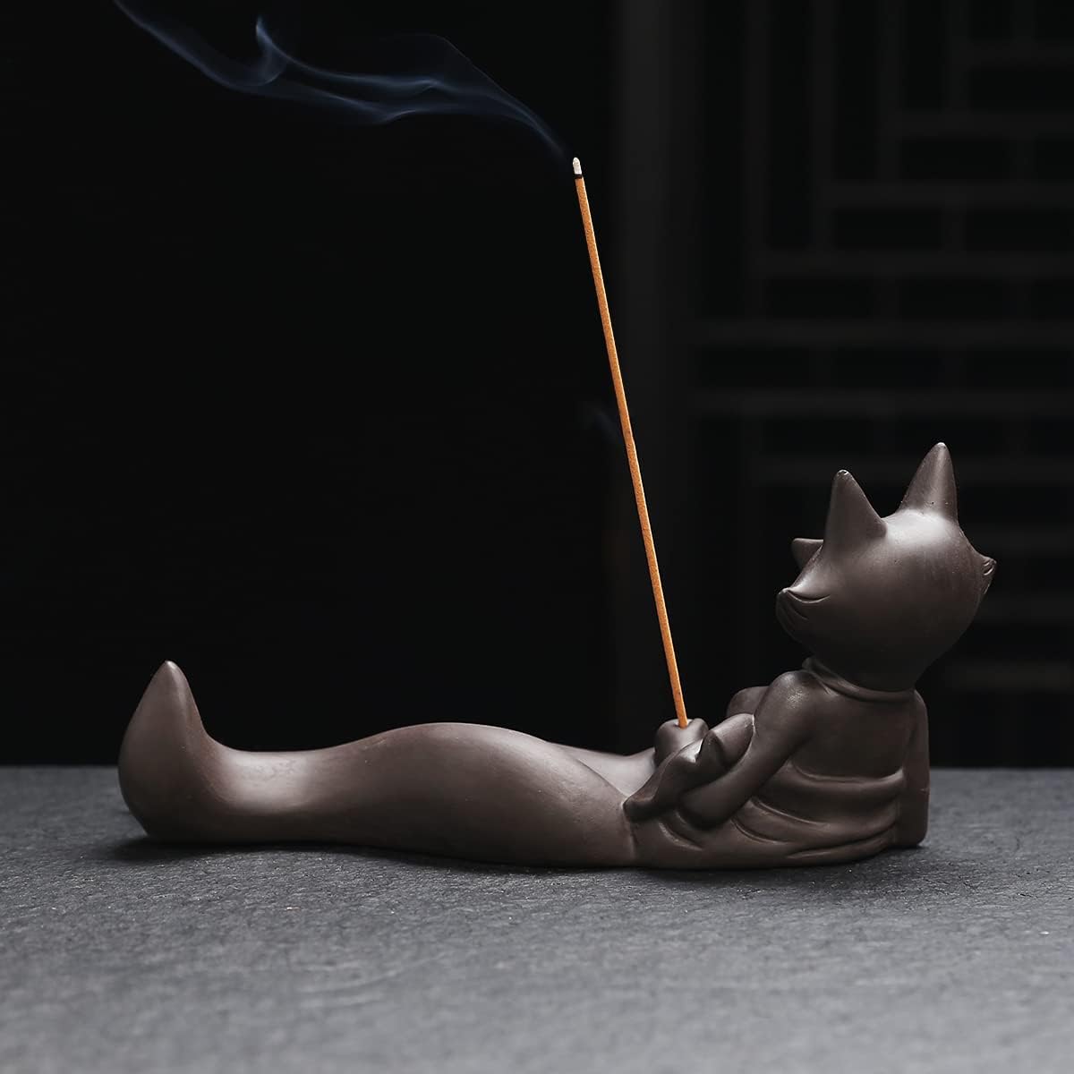 ChangWanna Frog Incense Stick Holder - Ceramic Insence Burner Ash Catcher, Insense Stand with 45 Sandalwood Sticks, Ornament for Aromatherapy/Yoga/Meditation/Home Living Room Office Decor