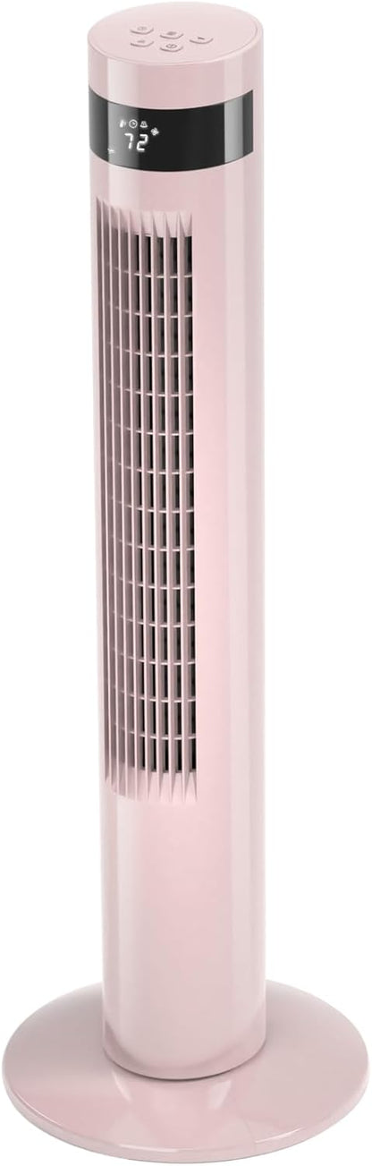 Antarctic Star Tower Fan 85°Oscillating Fan Quiet Cooling 12H Timer Remote Control Bladeless Electric 3 Speeds Wind 3 Modes, 42INCH, PINK