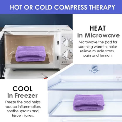 Microwavable Heat Pad for Neck and Shoulders, Weighted Microwave Moist Heating Wrap for Pain Relief Sore Muscle Stress Tension, Heated Wrap with Aromatherapy, Hot & Cold Compress, Grey