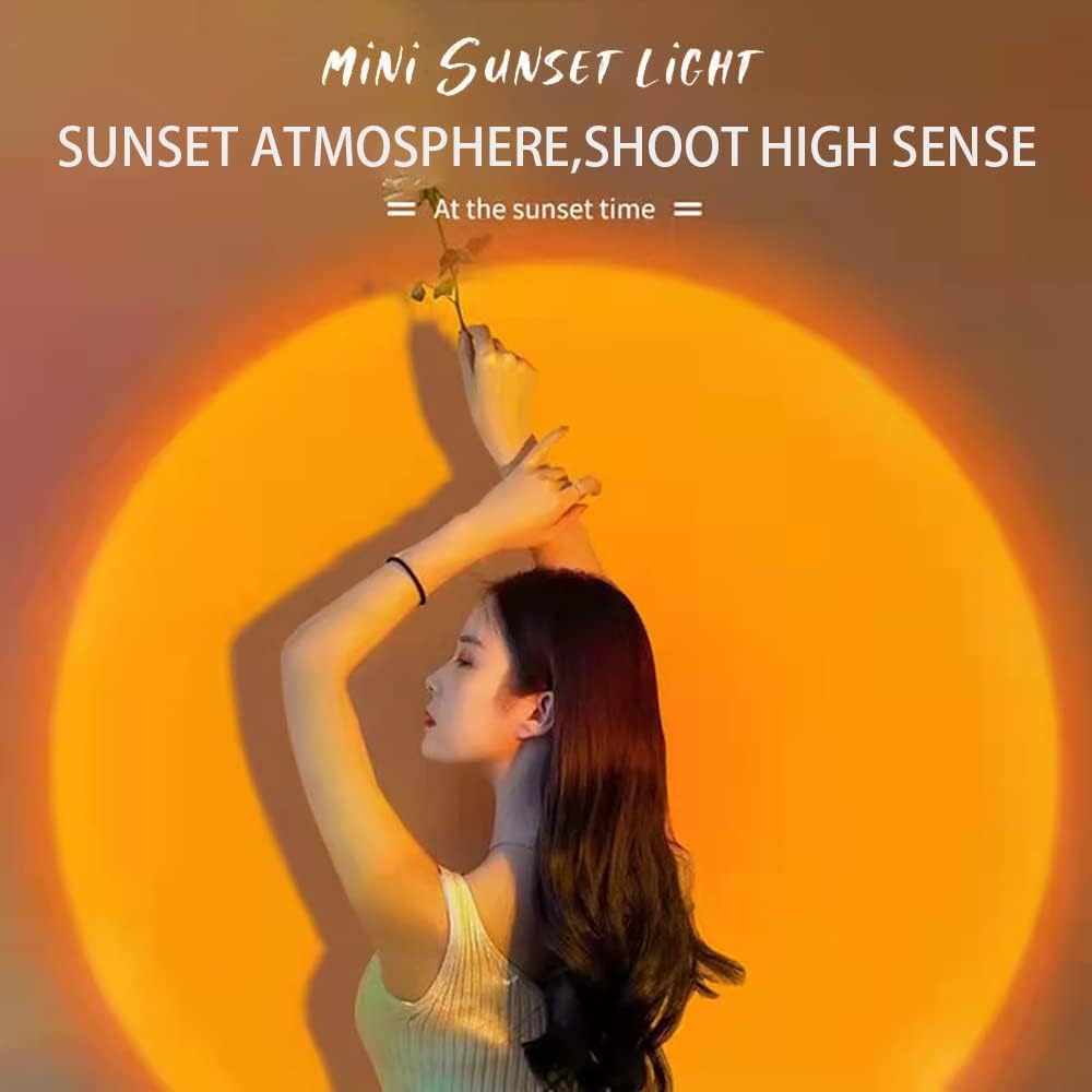 EIUY Sunset Lamp, Projector Sunset Light LED Projection Night Light 360 Degree Rotation Romantic Rainbow Light USB Charging for