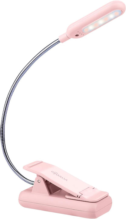 VAVOFO Amber Rechargeable Reading Light, Blue Light Blocking Book Light, 7 LEDs Eye Care 9 Colors 9 Brightness Clip On for Kids Bookworms Reading in Bed with Power Indicator Lasting 70h (Black)