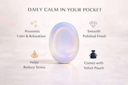 Natural Polished Thumb Palm Crystal for Meditation, Labradorite Worry Stone for Stress Relief, Anxiety Support & Pocket Reiki Healing