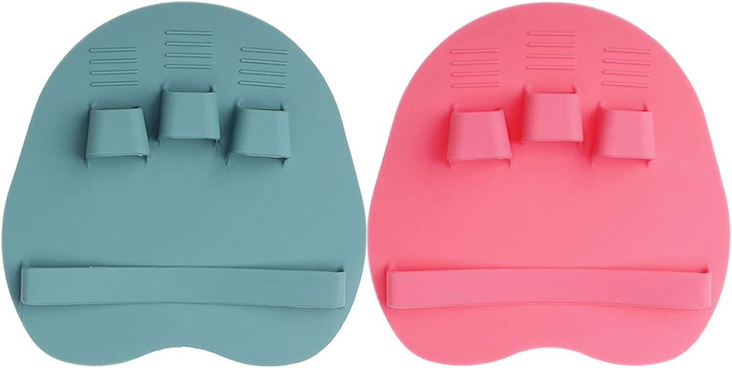 2 Pack Soft Silicone Shower Brush, Body & Face & Short Hair Wash, Bath Exfoliating Skin Massage Scrubber, Dry Skin Brushing Glove Loofah, Fit for Sensitive and All Kinds of Skin (PeonyPink+Green)