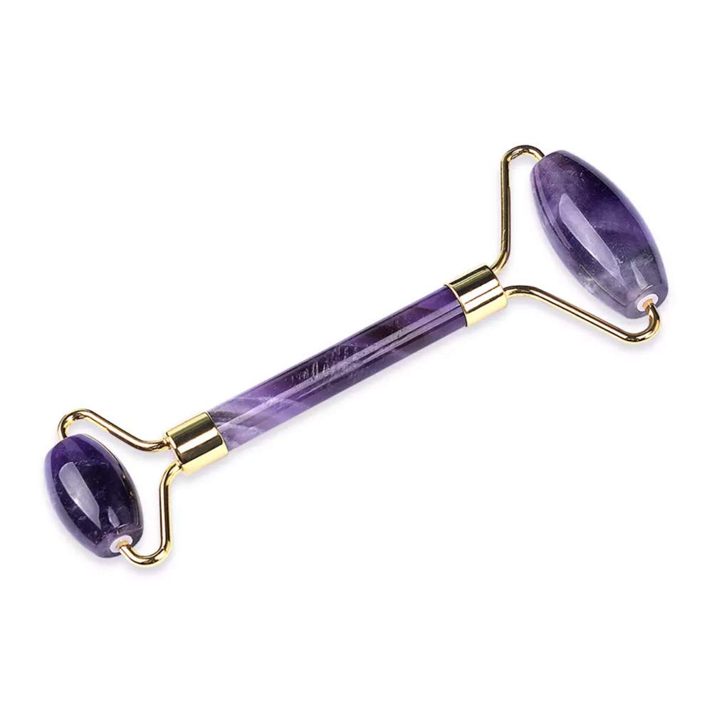 Jade Roller, Face Roller, Facial Beauty Roller Skin Care Tools, Quartz Massager for Face, Eyes, Neck, Body Muscle Relaxing and Relieve Fine Lines and Wrinkles (Purple)
