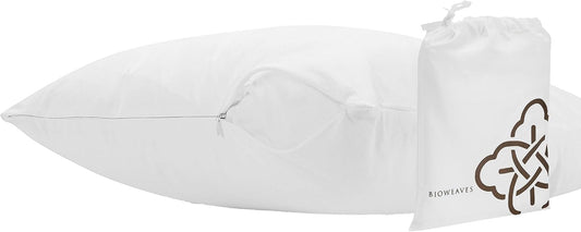 Bioweaves 100% Organic Cotton Breathable Pillow Protectors GOTS Certified with Zipped Closure – Standard, 20 x 26 inches, 2-Pack