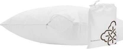 Bioweaves 100% Organic Cotton Breathable Pillow Protectors GOTS Certified with Zipped Closure – Standard, 20 x 26 inches, 2-Pack