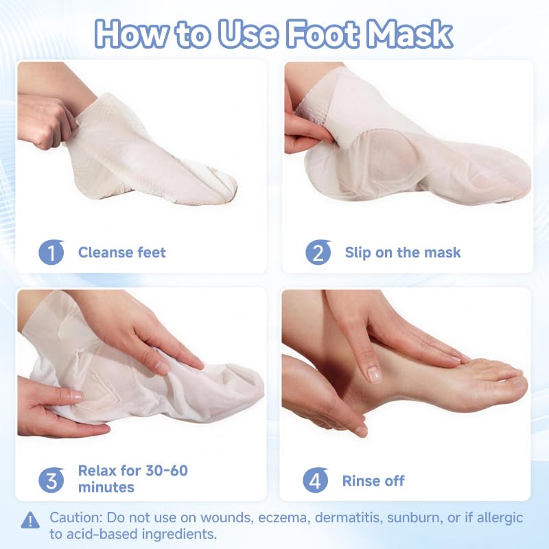 4Pairs PDRN & Collagen & Niacinamide Foot Mask | Foot Peeling and Dead Skin Removal*, Relief Dry and Cracked Feet Skin | Urea, Shea butter, Coconut oil, Salicylic Acid, Hyaluronic | K-Beauty Feet Care