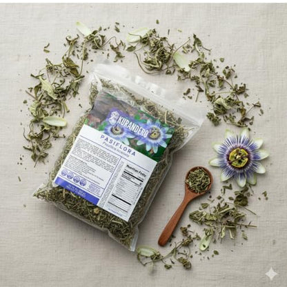 KURANDERO Passionflower Tea 4 oz (113 g) – 100% Natural Hojas de Pasiflora (Passiflora incarnata) – Loose Leaf Herbal Infusion, Non-GMO, Additive-Free, Caffeine-Free, Single Pack
