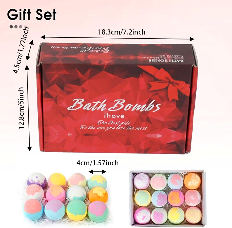 iHave Bath Bombs for Kids,12 Pack Gift Set Bubble Bath Spa Gifts for Women