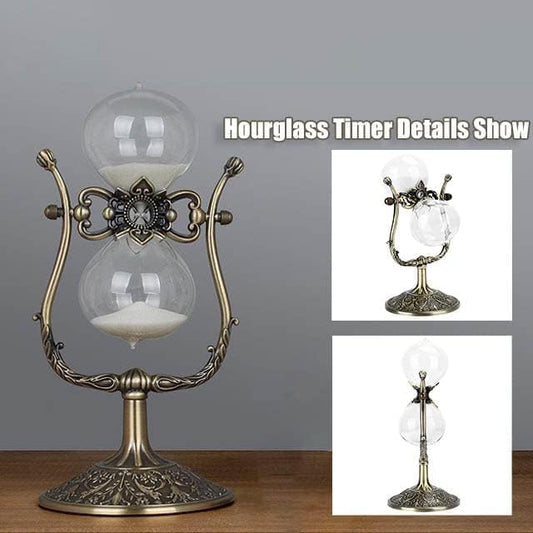 Sanduhr 15 Minuten,Hour Glass,Metal Vintage Hourglass,Hourglass Decor, Hourglass with Sand Embossed Metal Hour Glass Timer,for Home Desk Office Weddin Kitchen Timer (White Sand)