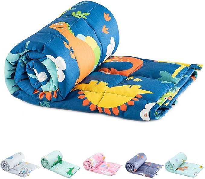 Sivio Weighted Lap Pad 2lbs, Cotton Weighted Blanket Sensory Weighted Lap Blanket Indoor Outdoor, 19 x 21 Inch, Blue Dinosaur