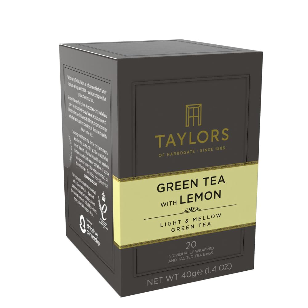 Taylors of Harrogate Green Tea with Lemon Tea Bags, 20ct (Pack of 1)