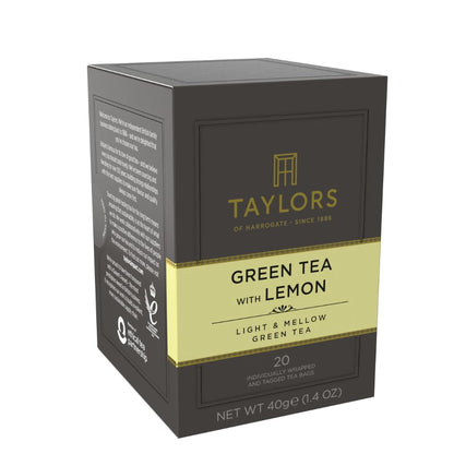 Taylors of Harrogate Green Tea with Lemon Tea Bags, 20ct (Pack of 1)