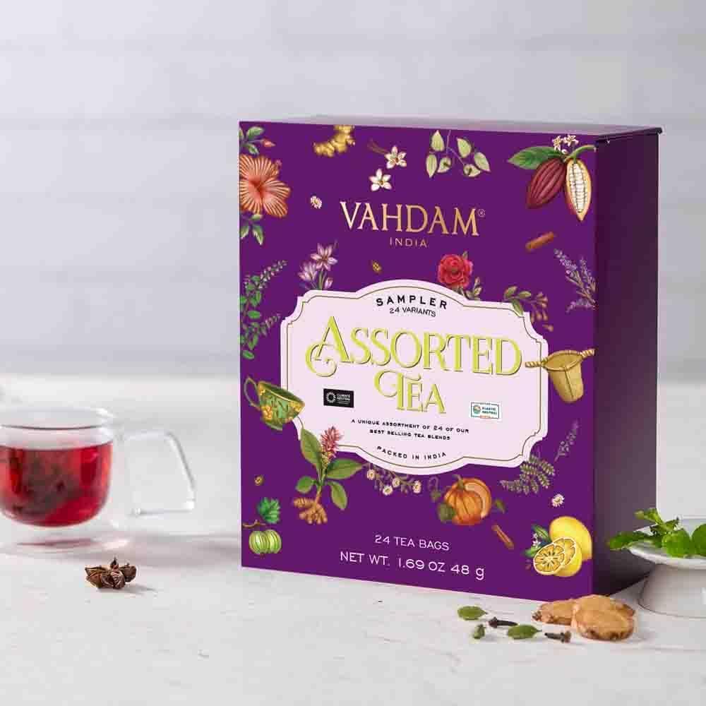VAHDAM, Assorted Black Tea Loose Leaf Tea Gift Set (10 Flavors) Gift Ideas for Women & Men | Directly Sourced From Assam and Darjeeling | Resealable Ziplock Pouch