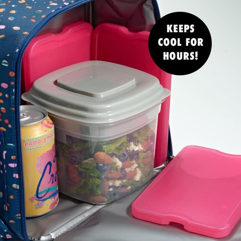 Cool Coolers by Fit & Fresh 4 Pack XL Slim Ice Packs, Quick Freeze Space Saving Reusable Ice Packs for Lunch Boxes or Coolers